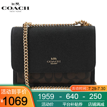 COACH蔻驰女包 新款风琴包女士时尚百搭单肩包斜挎包小方包链条包 91019黑色