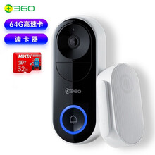 360 可视门铃猫眼摄像头无线家用监控智能摄像机电子智能门铃感应器无线监控防盗安全高清夜视智能家居 D819旗舰款【主机+2天云存+64G卡+读卡器】