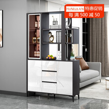 云鸾轻奢进门玄关柜鞋柜一体酒柜现代简约客厅隔断柜双面屏风柜间厅柜 120*35*200乳白色UV 组装  框架结构