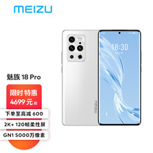 魅族 18 Pro 旗舰5G手机 骁龙888 2K+ 微曲面屏 GN1主摄 4500mAh电池 飞雪流光 12+256GB 标配版