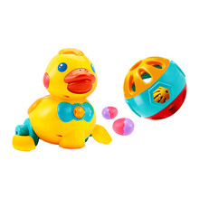 引导婴儿学爬声控乖乖小鸭+响铃球组合 早教手摇铃婴儿宝宝玩具 送小孩子的玩具礼物