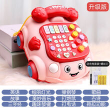 南啵丸  婴儿宝宝音乐早教玩具6个月1到3岁6仿真电话机儿童玩具男女孩 打地鼠电话车红-12功能【充电装】