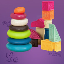 比乐（B.）软胶积木玩具婴幼儿可啃咬抓握训练叠叠环新款罗马积木套装6月+