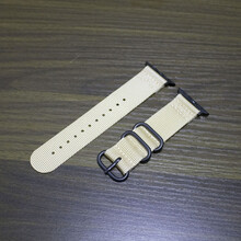 iWatch6尼龙表带苹果手表SE12345帆布运动休闲腕带透气男女潮 卡其色 42MM
