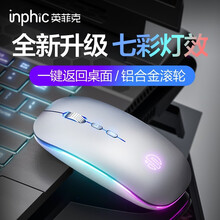 英菲克（INPHIC) PM1无线蓝牙鼠标可充电式办公静音三模便携笔记本台式机电脑通用适用于联想惠普 M1L无线发光充电鼠标 太空银