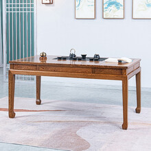 寻古红木家具非洲鸡翅木（学名：非洲崖豆木）全实木茶桌椅组合新中式办公室喝茶台茶艺桌泡茶桌 单桌：长158*宽86*高75cm