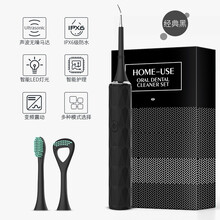 电动洁牙器牙结石去除器家用洗牙器牙齿清洁器护理刷牙两用冲牙器美牙仪乾越 经典黑标配【主机+洁牙头+牙刷头+舌苔头】