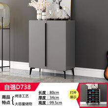 轻奢鞋柜现代简约家用门口大容量收纳柜灰色烤漆隔断柜玄关门厅柜 自强738 组装