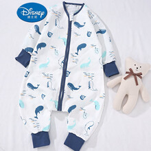 Disney/迪士尼婴儿新款薄棉纱布新生儿童睡袋春秋夏季分腿式宝宝防踢被 蓝鲸鱼 M