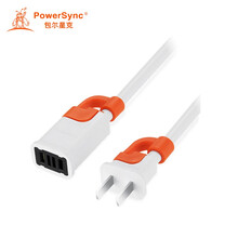 包尔星克 电源延长线2插10A公对母 适用电瓶车显示器家用电器延长 白橘色5米 3PG-MC00001 MPCNKF9050