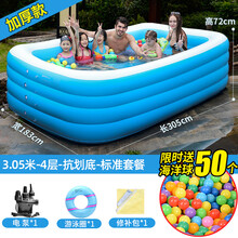 大型充气游泳池家用儿童泳池室内宝宝婴儿游泳桶小孩家庭水池大人 ()加厚3.1米4环蓝白/抗划底/标准版