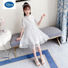℘ 迪士尼同款旗舰官方店毕买童装女童连衣裙夏季薄款儿童洋气5公主裙8夏装大童12岁女孩蕾丝裙子潮 白色 120cm