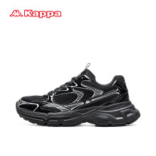 卡帕（Kappa）官方黑色老爹鞋子男鞋厚底增高情侣运动鞋 黑色 42
