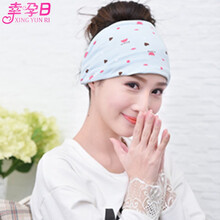 月子帽产后春秋产妇孕妇帽子女纯棉夏天头巾发带坐月子用品春夏季薄款透气 爱心头巾/蓝色 均码