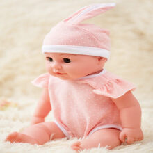 仿真婴儿会说话唱歌的洋娃娃公仔毛绒洗澡布娃娃男女儿童婴儿玩具早教女孩公主安抚玩具送女孩生日礼物 LK夏天款粉兔(女) (50CM)大号 【动眼版50厘米】248声+赠衣服一套