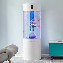 【送货到家限区】Eyckee爱客客厅卧室立柱鱼缸 圆柱形金鱼热带鱼斗鱼超白 免换水生态水族箱 45圆柱白色/直径45+高145彩屏