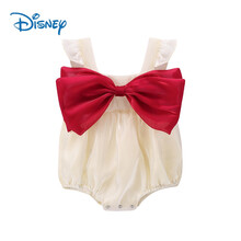 【软萌公主】迪士尼适合宝贝百日宴婴儿衣服夏装吊带包屁衣新生儿女宝宝公主连体衣满月哈衣夏季爬服 米白色 66cm