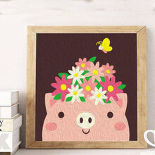 数字油画手工diy儿童油彩画填色小尺寸涂色填充水彩画画装饰 小猪猪 20cm*20cm绷好加厚实木内框整套 实木内框-