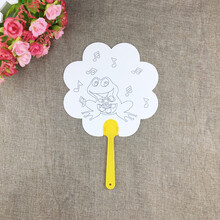 六一儿童节diy手工绘画空白宫扇 填色扇纸扇幼儿园创意美术材料 卡纸扇 青蛙