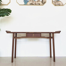 玄关桌黑胡桃木案几玄关柜新中式端景台供桌简约榆木实木禅意条案 100*38*83(榆木做黑胡桃木色) 整装