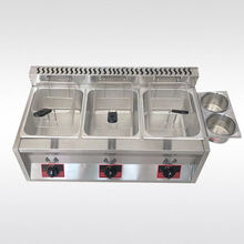 油炸锅商用燃气炸炉薯条油炸机麻辣烫机关东煮机煮面炉炸油条小吃【LGDZ】 三缸+三个炸蓝(加厚款)