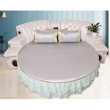 圆床凉席 欧米沙冰藤席可折叠圆形席子双面冰丝床笠款定制可水洗圆床凉席 冰藤淡蓝 2.2m