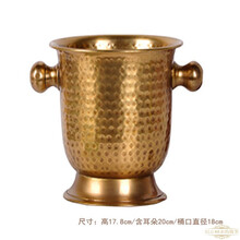 眠宇 冰桶  红酒香槟复古酒吧餐厅酒具花器印度手工黄铜铜加厚 口径18高17.8
