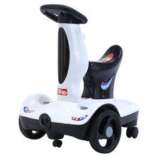 儿童电动车遥控摩托车瓦力车宝宝可坐平衡漂移车网红转转车玩具车 白色 双驱+早教+灯光+加大电瓶