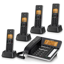 摩托罗拉(Motoroia)无绳子母机C7501RC 自动录音电话机家用黑名单无线座机 C7501RC一拖四