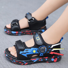 哈维熊 男童凉鞋儿童凉鞋子2021夏季小男孩沙滩鞋子透气中小童鞋轻软底防滑耐磨休闲鞋百搭小学生鞋子 L216#黑宝蓝 32码/20.5cm