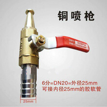 猪圈冲洗喷枪水枪喷嘴高压喷头洗车枪头洗猪栏胶软管养猪场设备 铜喷枪 (接胶软管内径25mm)