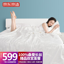 京东京造 臻品锦绣系列 100%桑蚕丝夏被 桑蚕长丝蚕丝被 全棉面料 优等品抗菌防螨 空调被芯 双人220*240cm