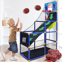 篮球架儿童可升降宝宝篮球框投篮架玩具挂式筐室内家用户外幼儿园 超大号篮球架【赠送6个篮球+打气筒】