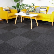 安博士 地毯拼接商用客厅地毯卧室满铺写字楼房间家用简约方块办公室地毯 黑色 50cm*50cm 沥青底1平方/4片