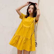 YP 孕妇连衣裙宽松 春夏季孕妇连衣裙时尚孕妇宽松上衣潮妈孕妇A字裙夏天孕妇公主裙Y881 XXXL 黄色(单件)