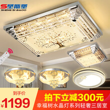 圣斯堡 轻奢led水晶灯大气客厅灯豪华装修全屋灯具套餐三室两厅餐厅卧室吸顶灯饰组合套装 ④【轻奢5灯】三室两厅