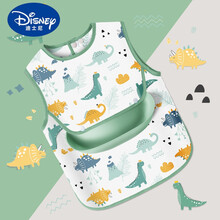 迪士尼儿童新品宝宝吃饭围兜婴儿口水兜兜衣小孩喂饭辅食围嘴男防水夏季儿童饭兜 新升级双排扣【1条装】恐龙110码(适合2-5岁)