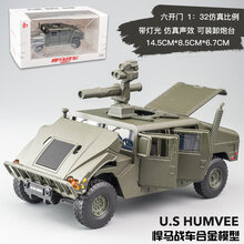 仿真悍马H1美式军事战车合金模型车儿童军事玩具吉普越野车装甲车 悍马战车 军绿色盒装 六开门