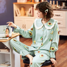 月子服春夏纯棉 月子服纯棉孕妇睡衣女春秋冬季产后产妇哺乳5月份7春夏薄款喂奶衣 纯棉2115牛油果 L