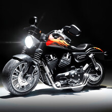 恩贝家族儿童仿真合金摩托赛车玩具哈雷摩托车模型金属摆件男孩宝宝声光回力跑车玩具男友生日礼物 黑色