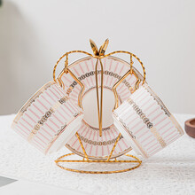 杯语 小精致陶瓷咖啡杯欧式家用英式下午茶茶具杯子套装轻奢咖啡杯套装 两杯碟勺+架