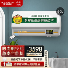 AO史密斯 电热水器60升 家用 速热 储水式 免换镁棒 60TD 航空舱型 记忆用水 支持全隐藏 美国灰