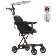 豪威遛娃车超轻便可折叠儿童1-6岁手推车宝宝高景观婴儿推车 旗舰版铝合金爵士黑(有遮阳棚)