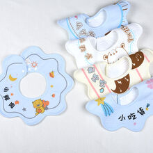 素依卿月婴儿360度旋转口水巾纱布夏季薄款防水绵柔巾宝宝围嘴吸汗巾纯棉 防水 瞬吸 男宝5条装 款式1