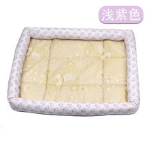 夏季凉席猫窝狗窝冰丝凉爽夏天透气宠物窝猫咪宠物冰垫方形宠物床 浅紫色 S 40X31)夏季方形窝