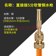 欧汉 直喷铜高压水枪铜家用洗车刷车水枪喷头洗车器汽车压力清洗枪头 直接接5分软管铜直喷水枪
