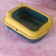 猫砂盆防外溅全半封闭式大号小号猫厕所幼猫沙盆猫咪用品 猫耳款-香蕉蓝-大号