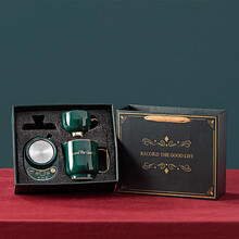 一壶百饮养生壶养生杯陶瓷分体式电热水杯迷你电炖杯办公室宿舍多功能热牛奶烧水加热杯炖汤煮粥杯 礼盒装【祖母绿】-1.1L陶瓷杯+底座D