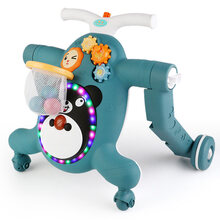 宝宝学步车防o型腿多功能防侧翻10个月婴幼儿学走路手推车三合一 蓝色-可调速【三合一学步车】省钱-充电版