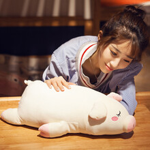 可爱粉色小猪趴趴猪毛绒玩具公仔贪睡猪宝宝睡觉抱枕玩偶布娃娃女生床上睡觉夹腿儿童生日礼物七夕情人节礼物 白色 70cm